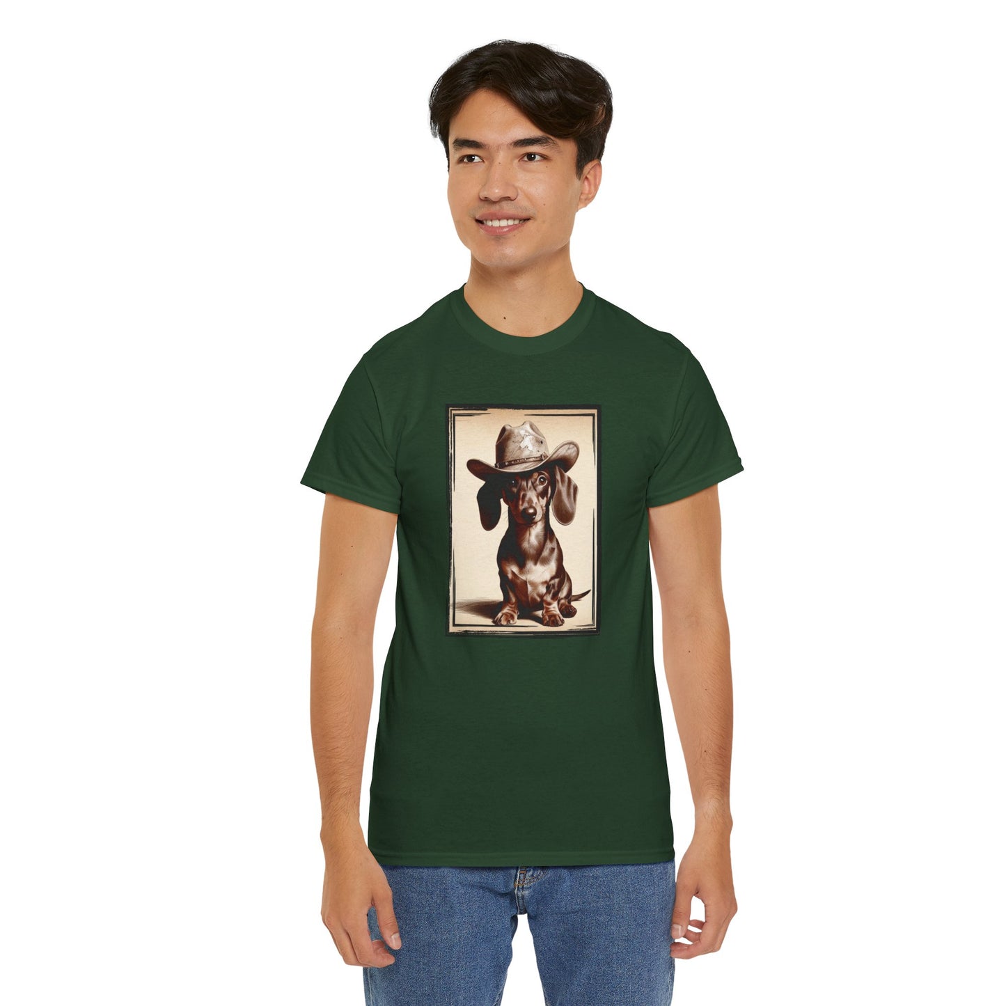 DACHSHUND COWBOY Unisex Heavy Cotton Tee