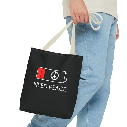 NEED PEACE Tote Bag (AOP)