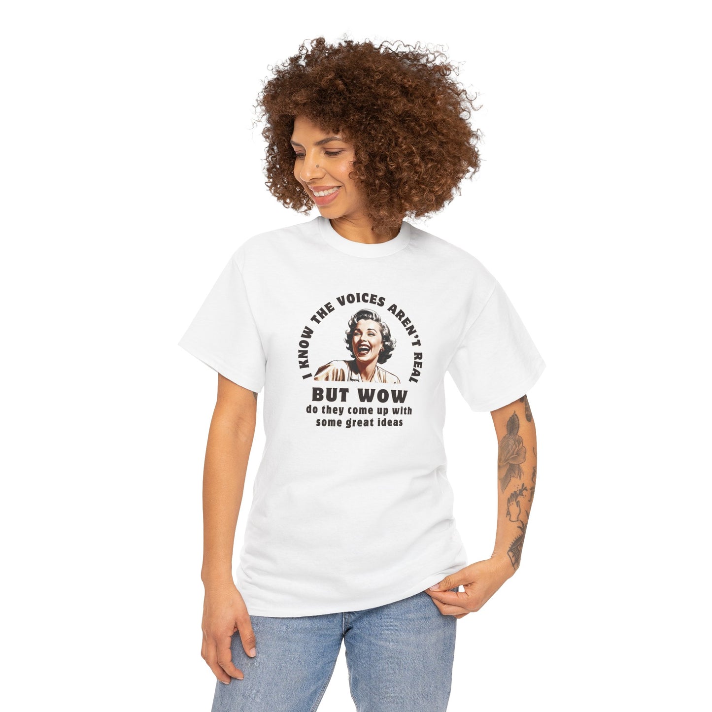 THE VOICES AREN'T REAL Unisex Heavy Cotton Tee