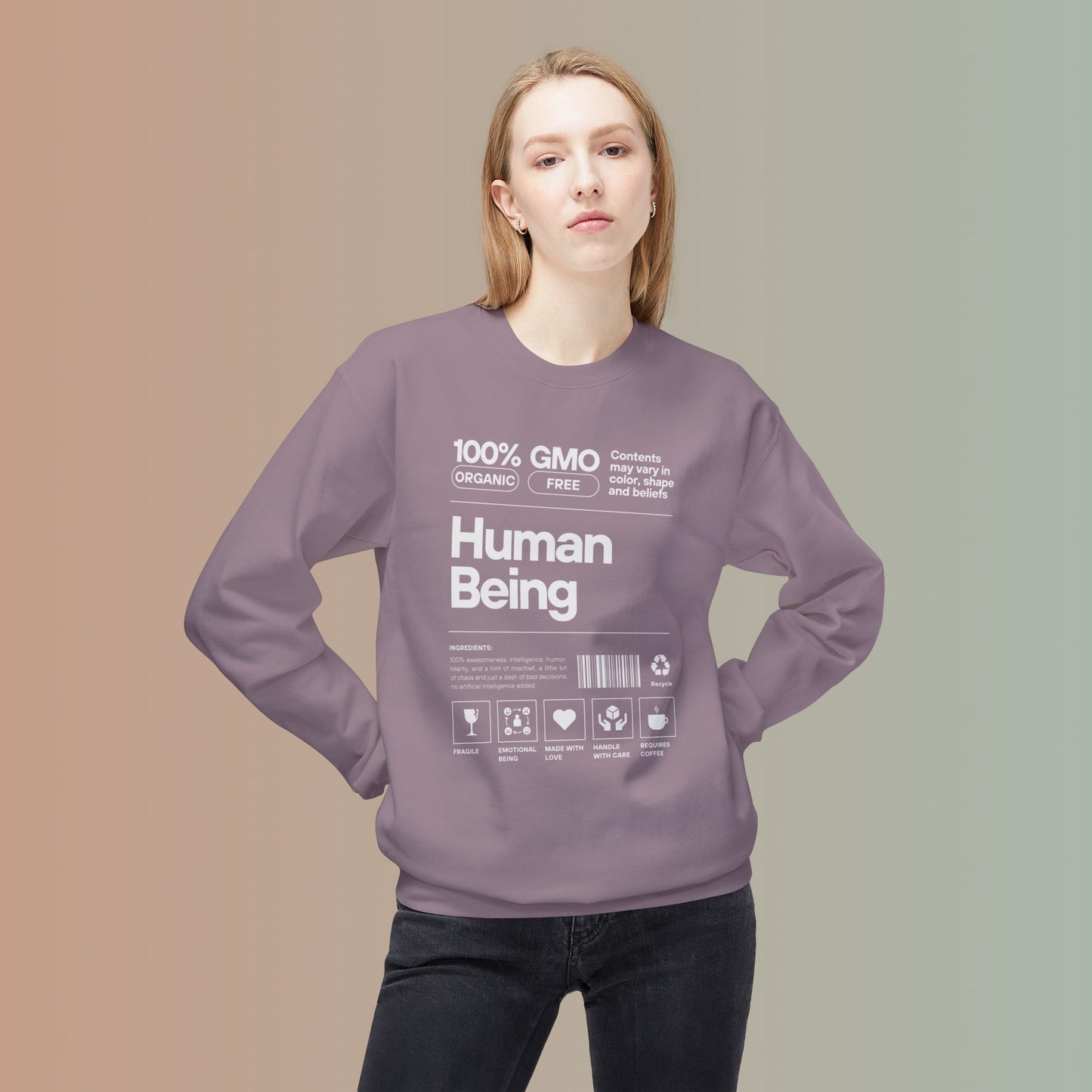 HUMAN BEING Unisex Midweight Softstyle Fleece Crewneck Sweatshirt