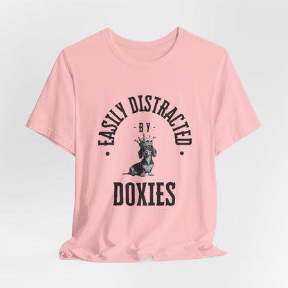 EASILY DISTRACTED BY DOXIES Unisex Jersey Short Sleeve Tee