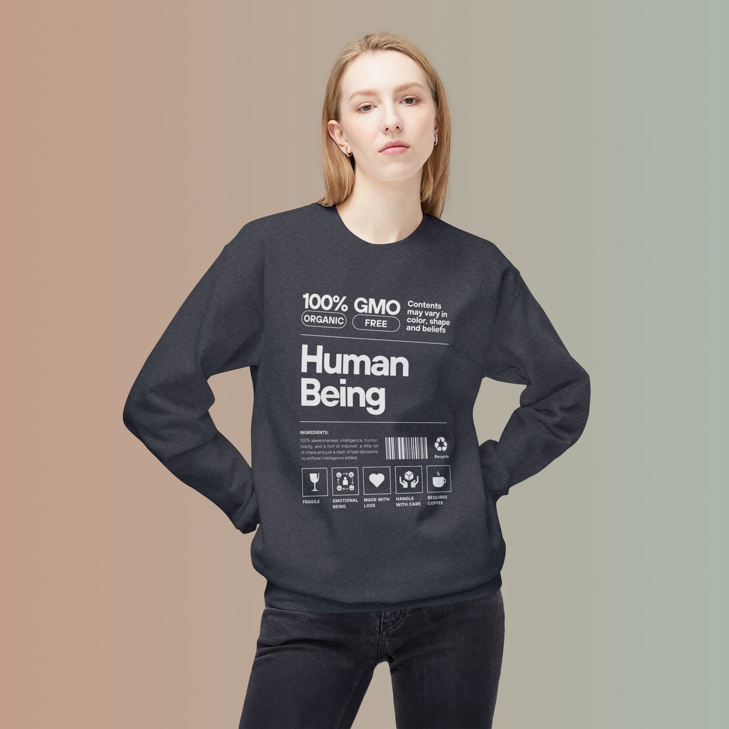 HUMAN BEING Unisex Midweight Softstyle Fleece Crewneck Sweatshirt