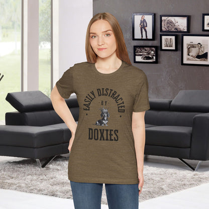 EASILY DISTRACTED BY DOXIES Unisex Jersey Short Sleeve Tee