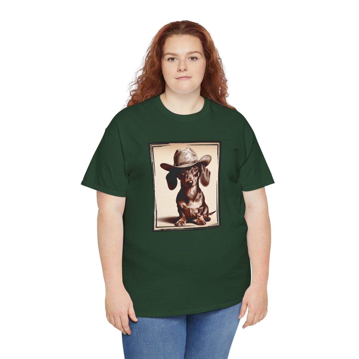 DACHSHUND COWBOY Unisex Heavy Cotton Tee