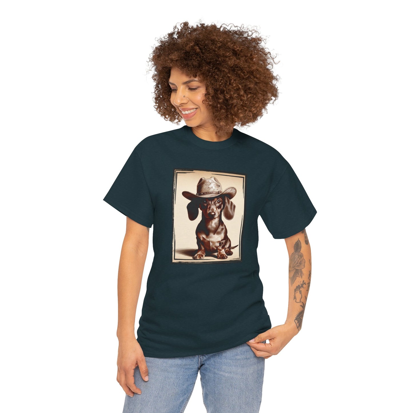 DACHSHUND COWBOY Unisex Heavy Cotton Tee