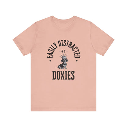 EASILY DISTRACTED BY DOXIES Unisex Jersey Short Sleeve Tee