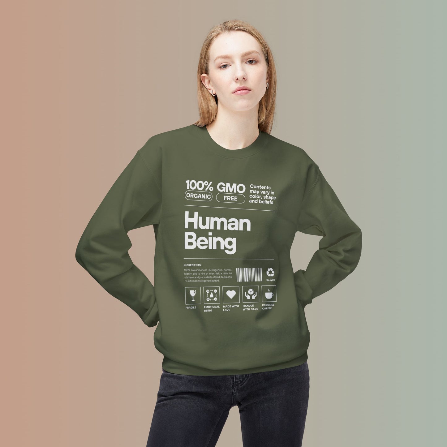 HUMAN BEING Unisex Midweight Softstyle Fleece Crewneck Sweatshirt