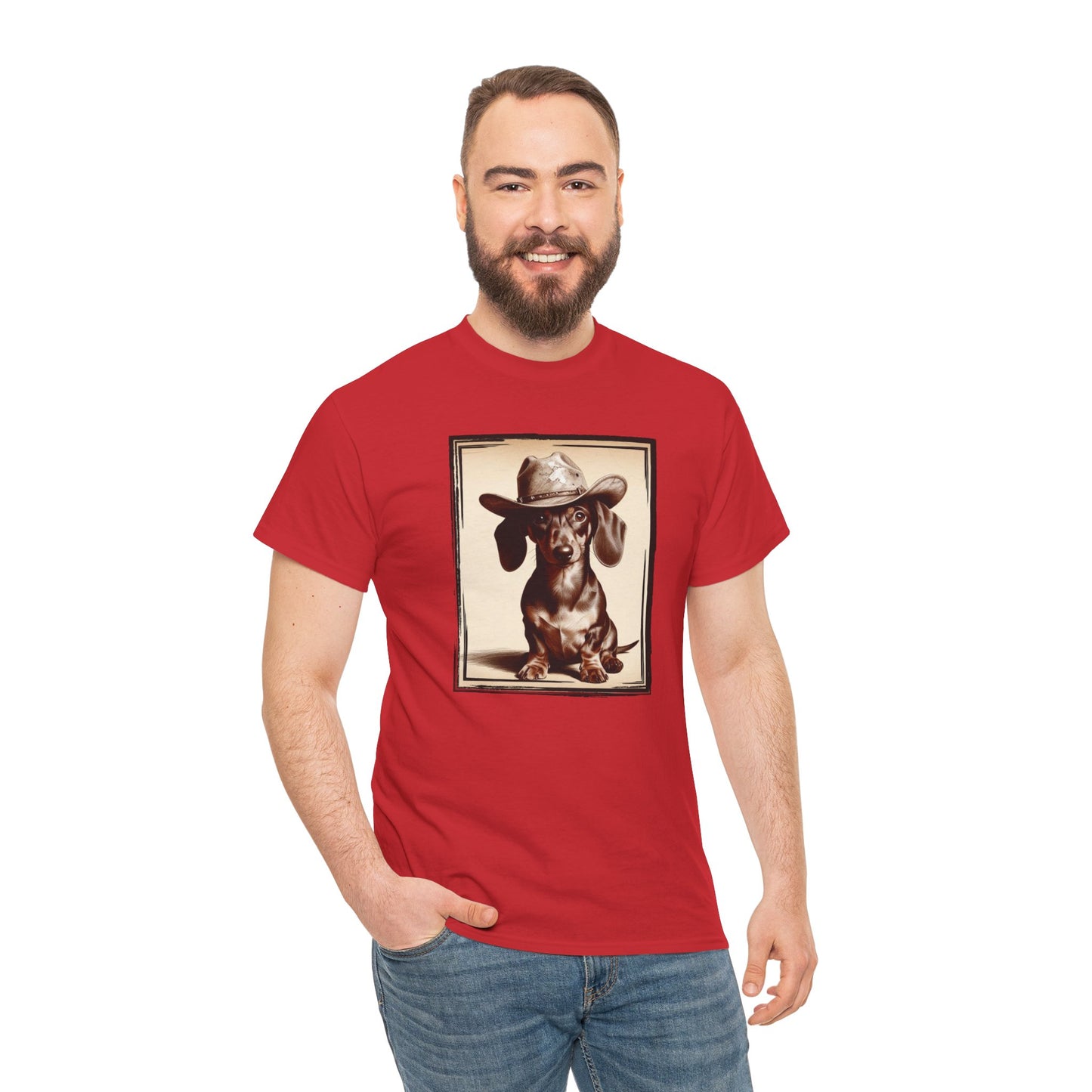 DACHSHUND COWBOY Unisex Heavy Cotton Tee