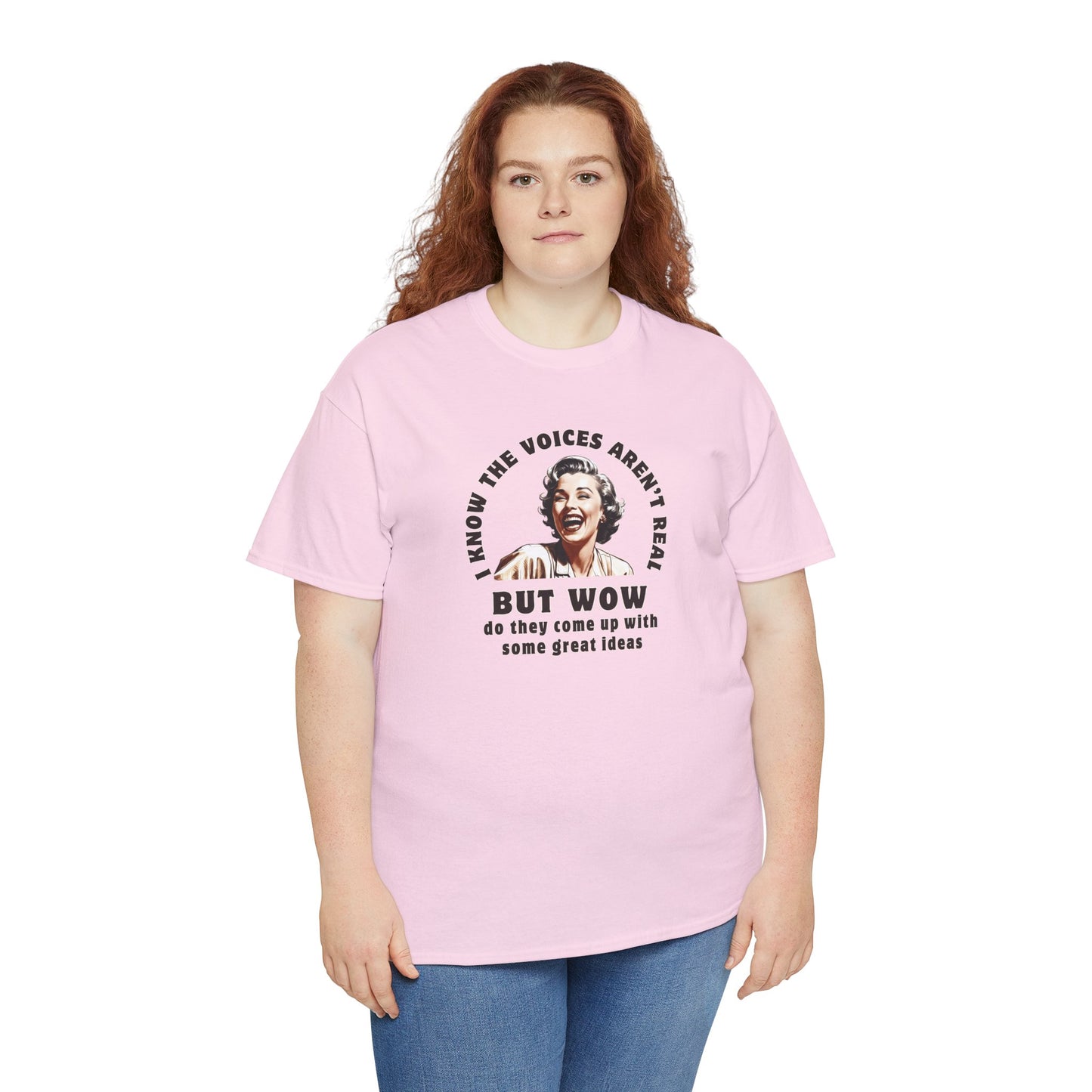 THE VOICES AREN'T REAL Unisex Heavy Cotton Tee