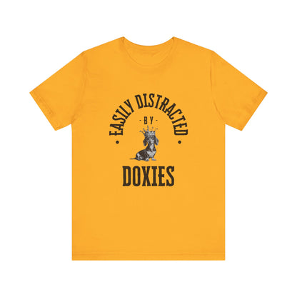 EASILY DISTRACTED BY DOXIES Unisex Jersey Short Sleeve Tee