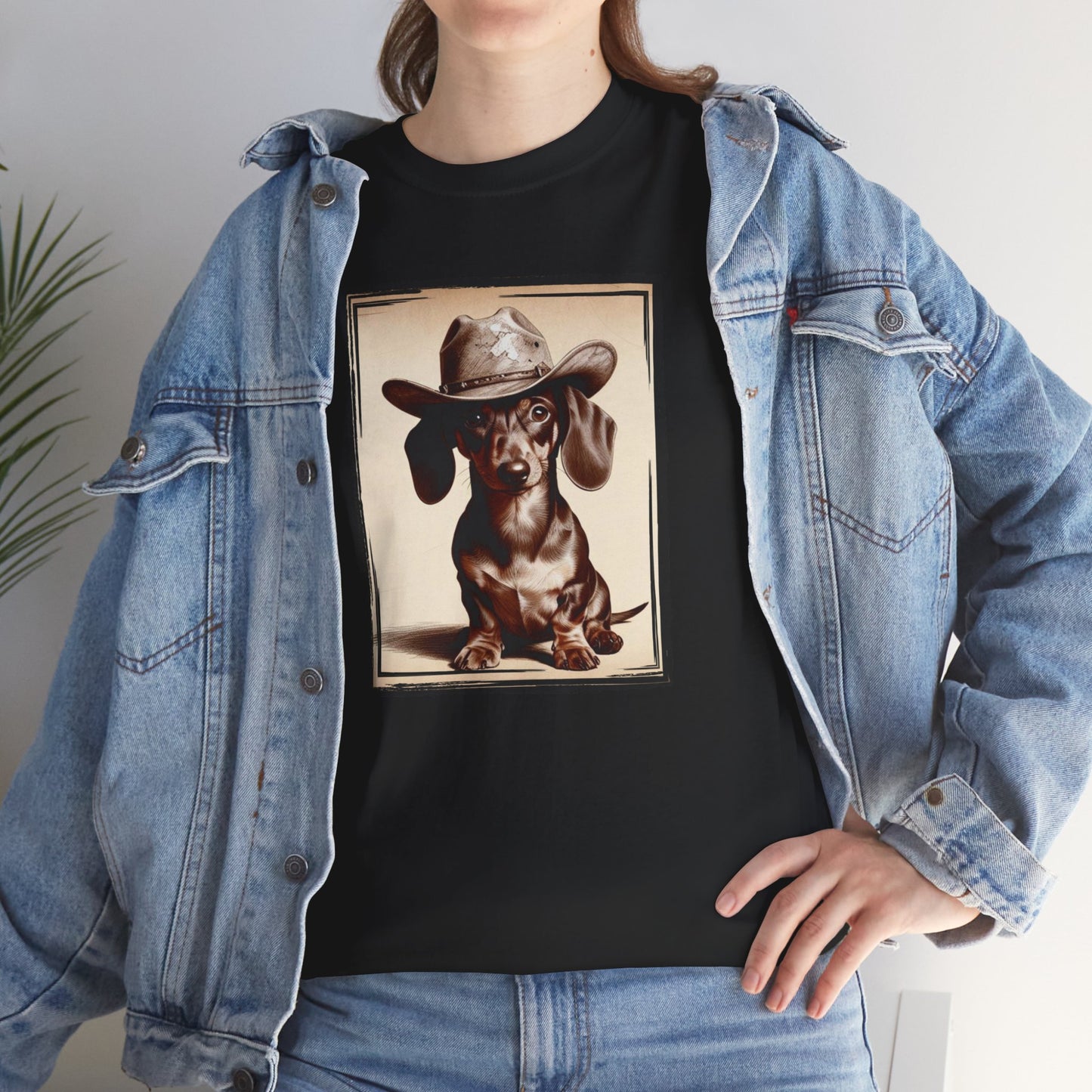 DACHSHUND COWBOY Unisex Heavy Cotton Tee