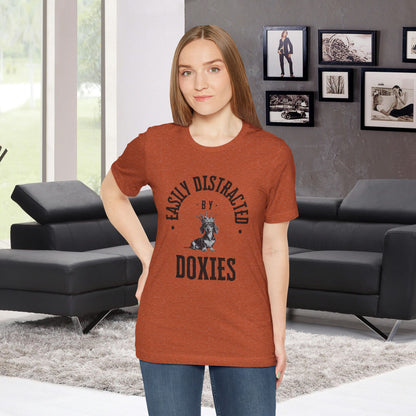 EASILY DISTRACTED BY DOXIES Unisex Jersey Short Sleeve Tee