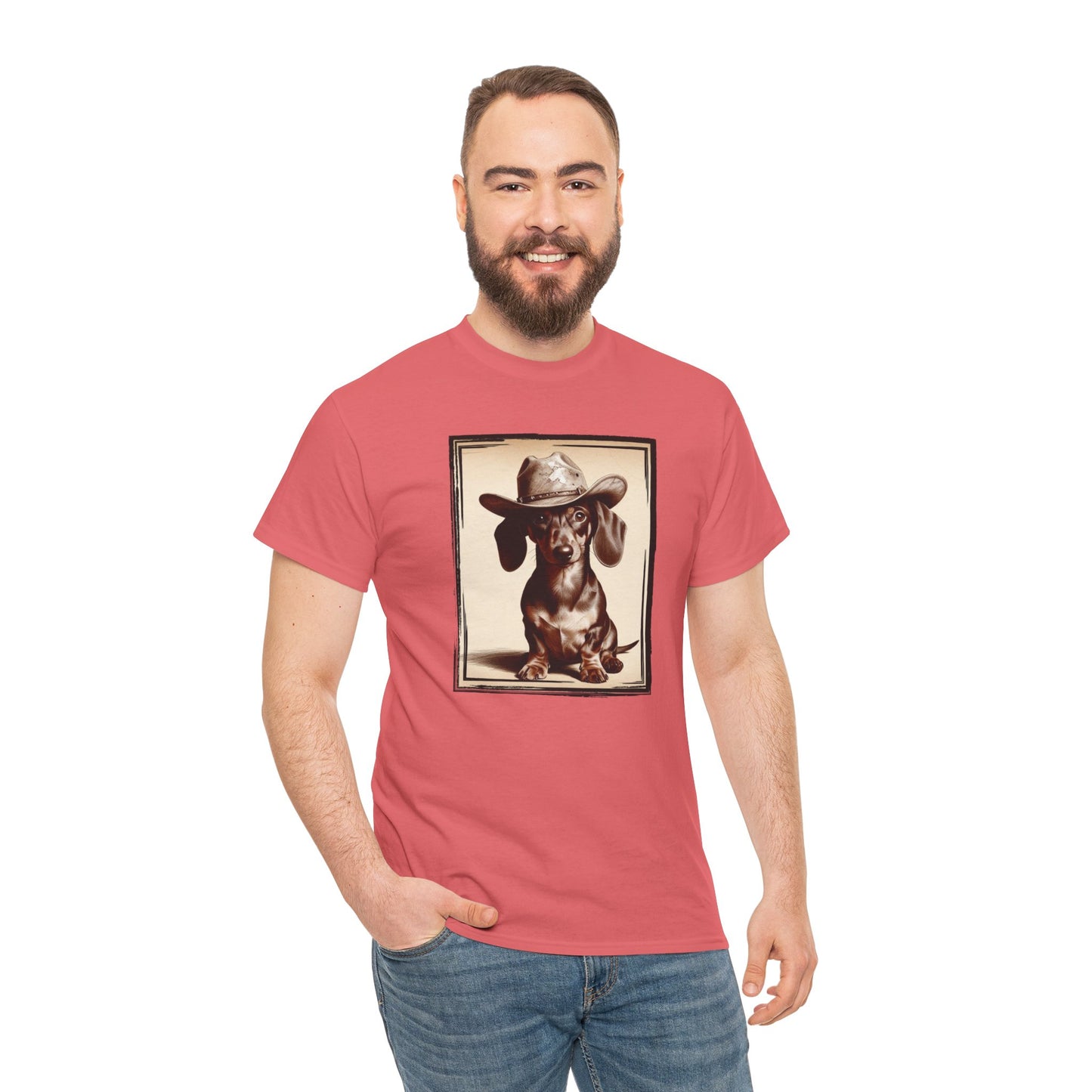 DACHSHUND COWBOY Unisex Heavy Cotton Tee