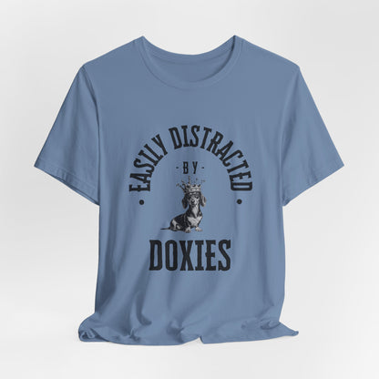 EASILY DISTRACTED BY DOXIES Unisex Jersey Short Sleeve Tee