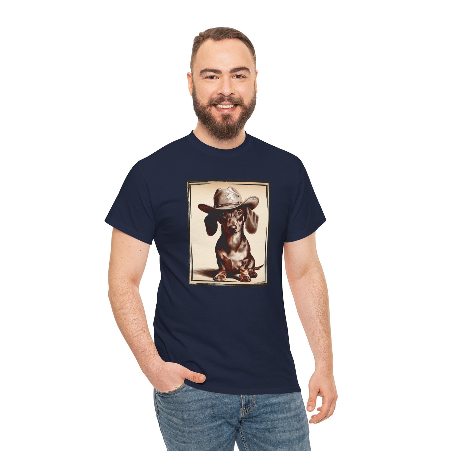 DACHSHUND COWBOY Unisex Heavy Cotton Tee