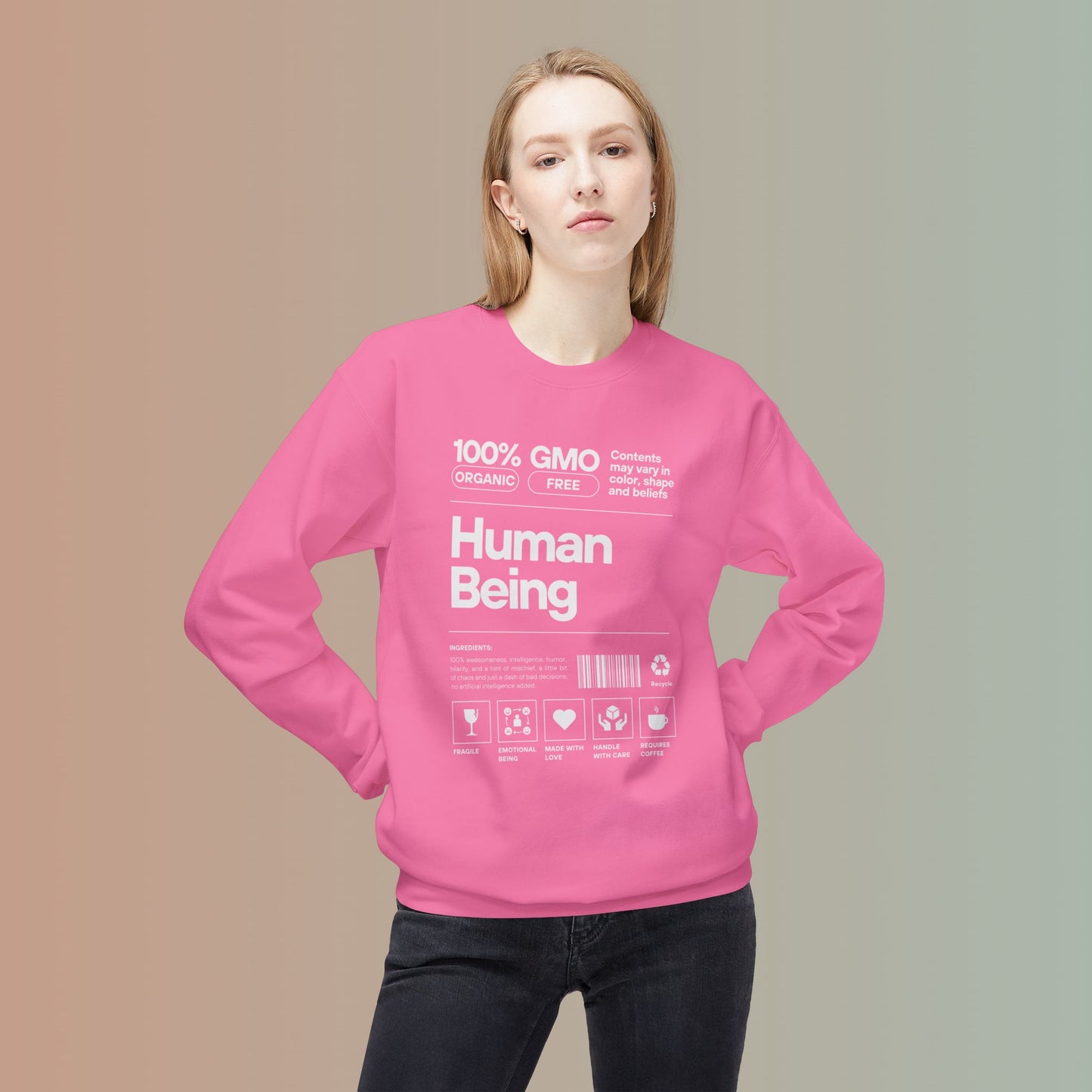 HUMAN BEING Unisex Midweight Softstyle Fleece Crewneck Sweatshirt