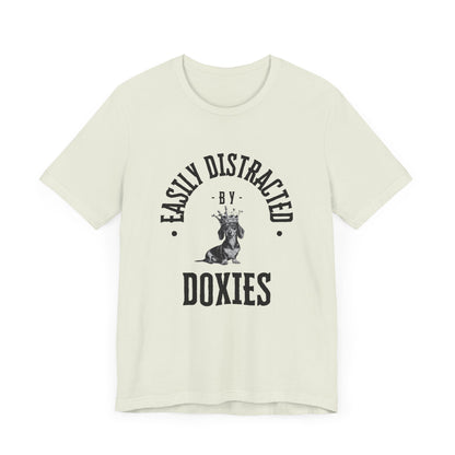 EASILY DISTRACTED BY DOXIES Unisex Jersey Short Sleeve Tee