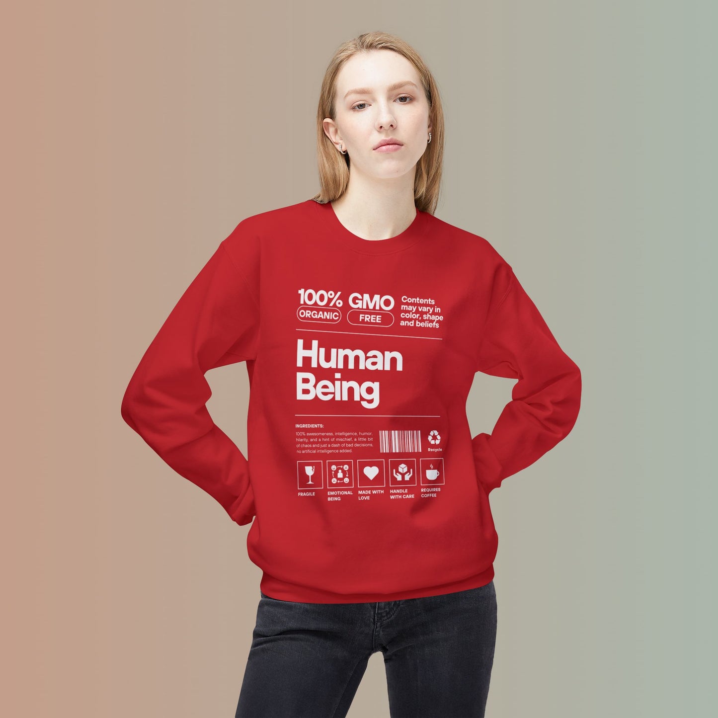 HUMAN BEING Unisex Midweight Softstyle Fleece Crewneck Sweatshirt