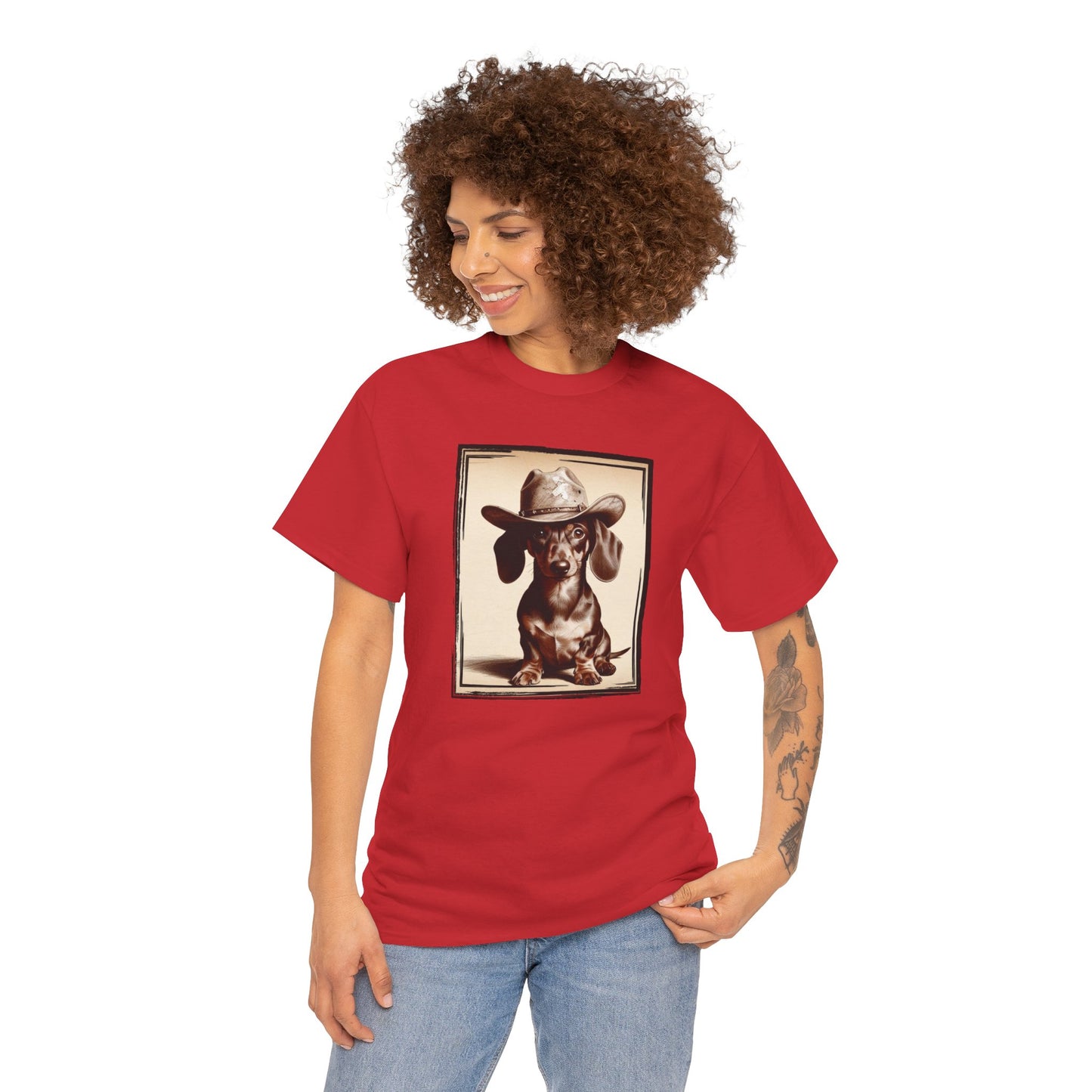 DACHSHUND COWBOY Unisex Heavy Cotton Tee