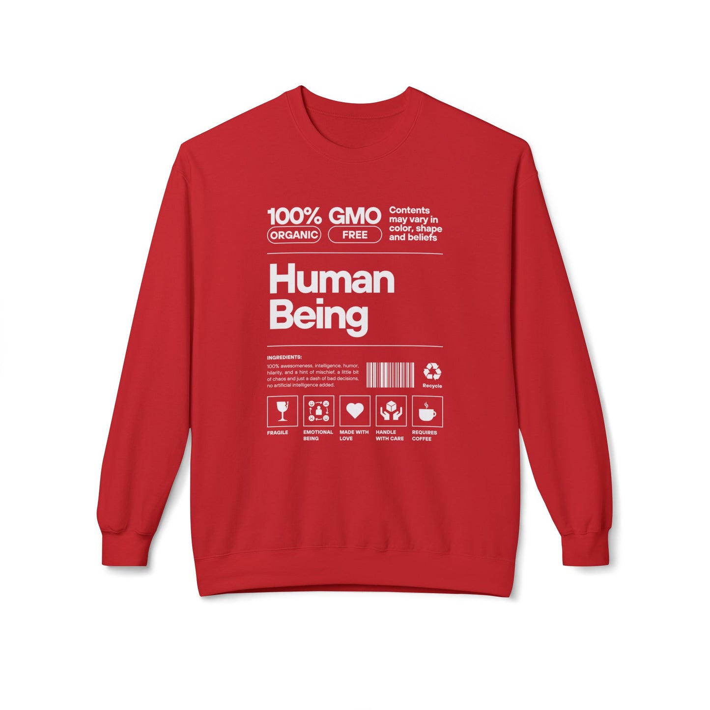 HUMAN BEING Unisex Midweight Softstyle Fleece Crewneck Sweatshirt